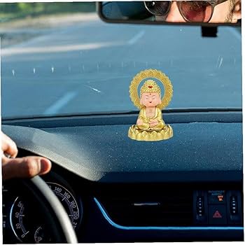 庭仏像置物 車の装飾品 弥勒仏 金属製の車用香水シート